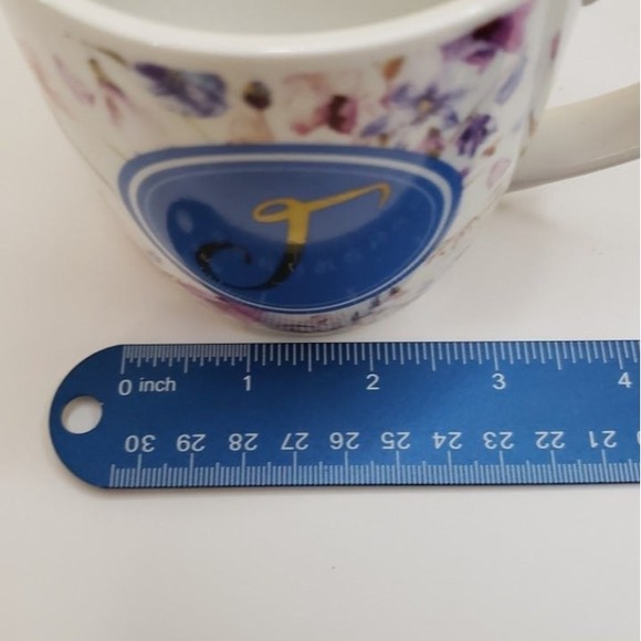 Ceramic Mug Tea Dish Set Gift Box Monogram J Coffee or Tea Saucer NOS Boxed - Picture 8 of 8